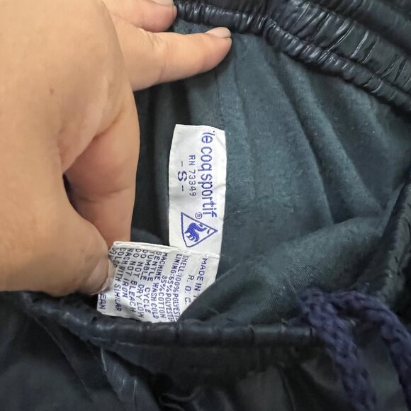 90s Le Coq Sportif Navy Lime Green Windbreaker Jacket Pants 2 Pc Set Size Small - Picture 11 of 13